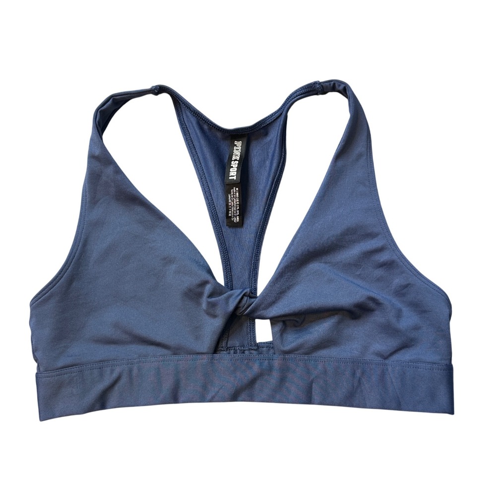 Pink Sport Bra Womens Medium Blue Ultimate Lightly Lined Twist Front Racerback
